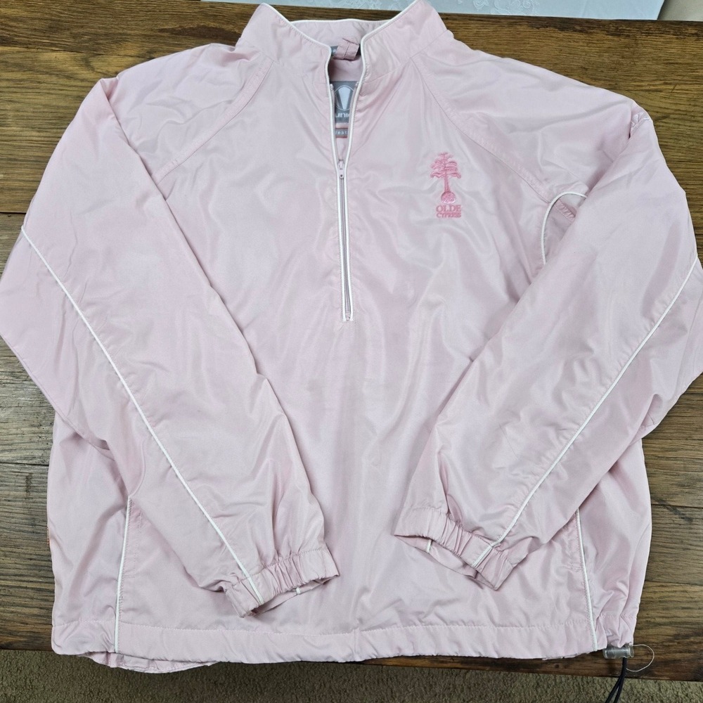 Sunice Weather LT Pink Lined Athletic Windbreaker Half Zip Pullover SZ Med